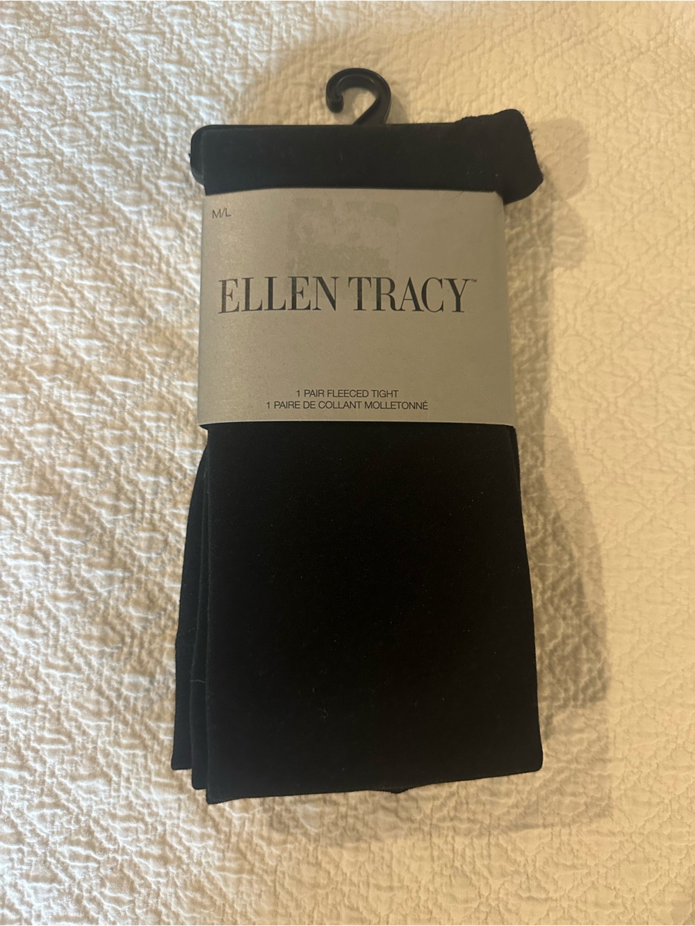 Ellen Tracy Black Fleece-Lined Opaque Tights